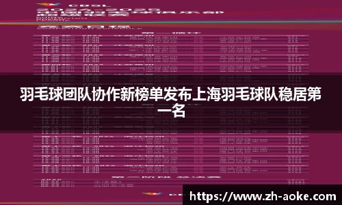 羽毛球团队协作新榜单发布上海羽毛球队稳居第一名
